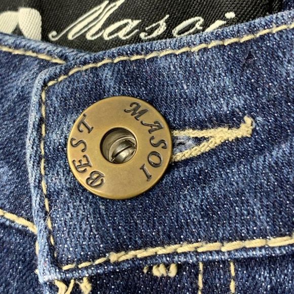 Masoi Womens Jeans Size 15 Jr Straight Stretch Dark Wash 3428 Metalic Detal - Picture 3 of 8